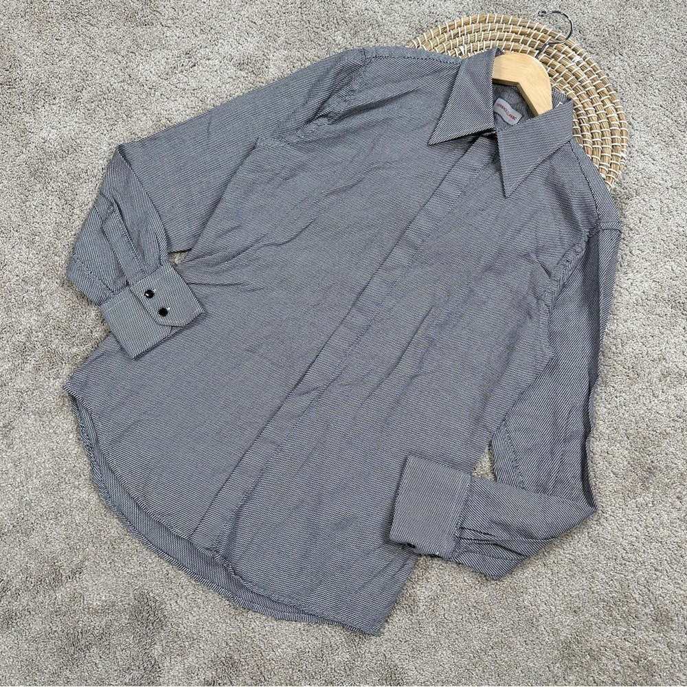 Versace Classic Men’s Button Up Shirt Longsleeve Sharkskin Print Geometric M